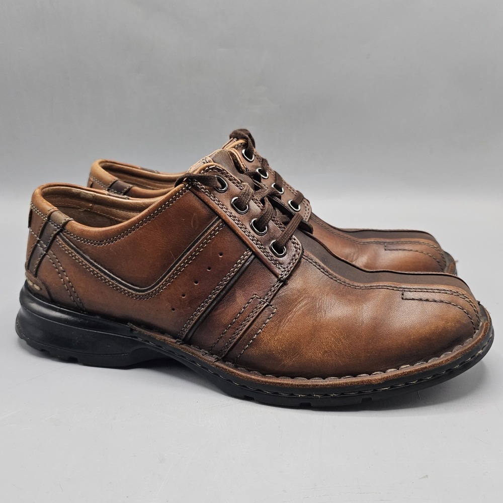 Vintage Clarks Touareg Men's 9 M Brown Leather Bicycle Toe Oxford Shoes 70852